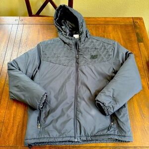 New Balance Softshell Hooded Full Zip Puffer Jacket Men's S Soft Black Active